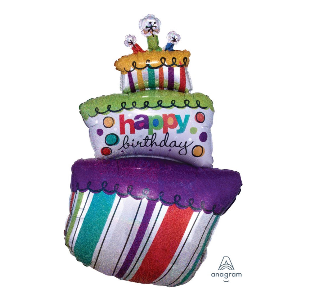 Anagram 37" Funky Birthday Cake Foil Balloon
